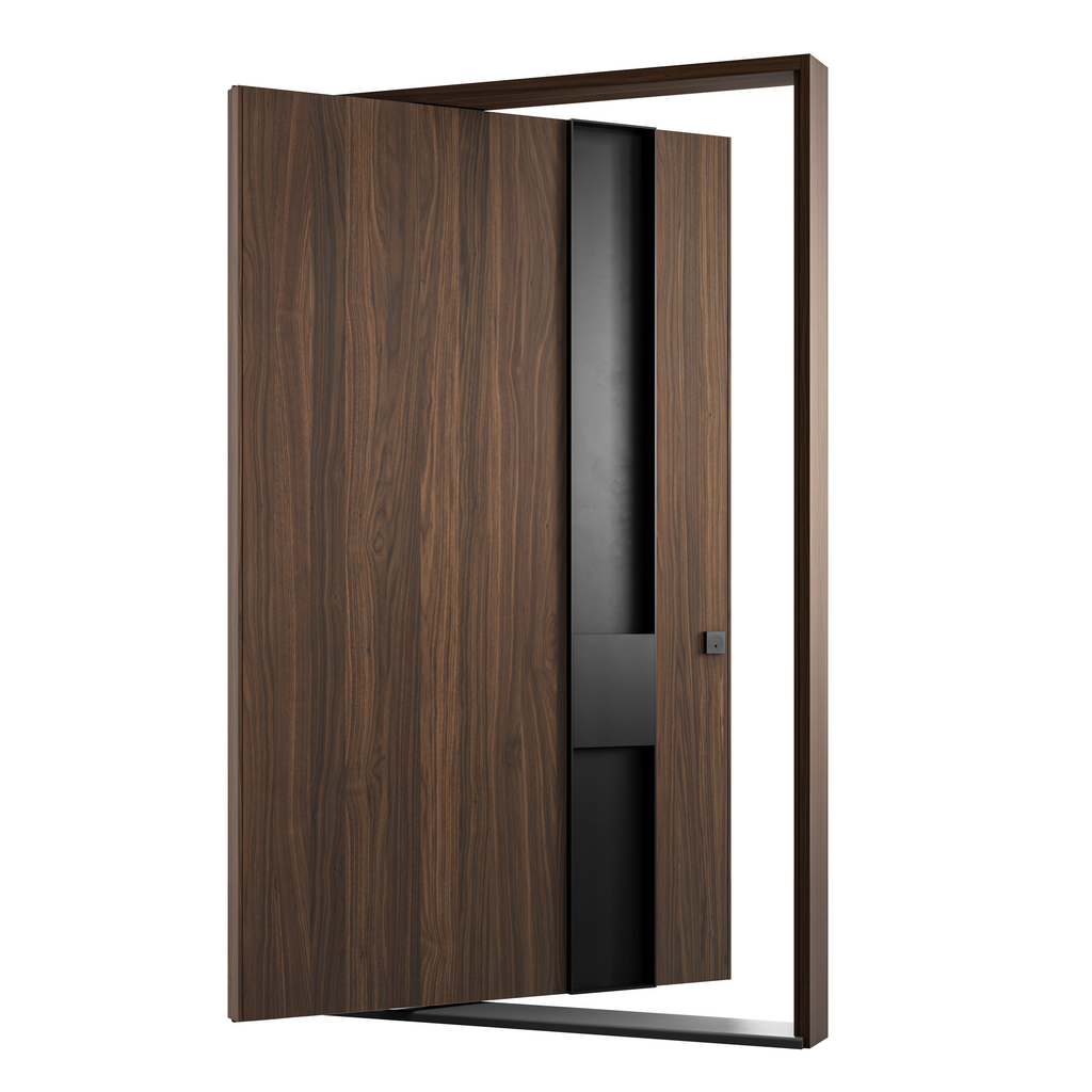 Walnut with Vertical Steel Pull