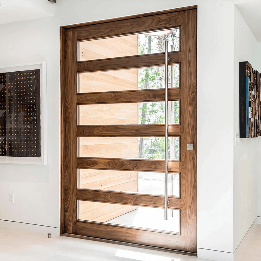 Walnut with Clear Glass Panels