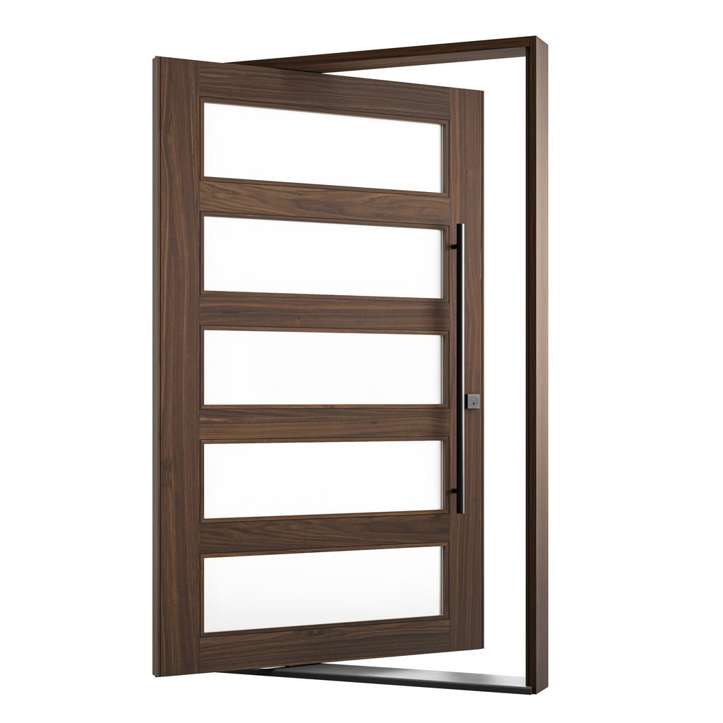 Walnut with Glass Panels